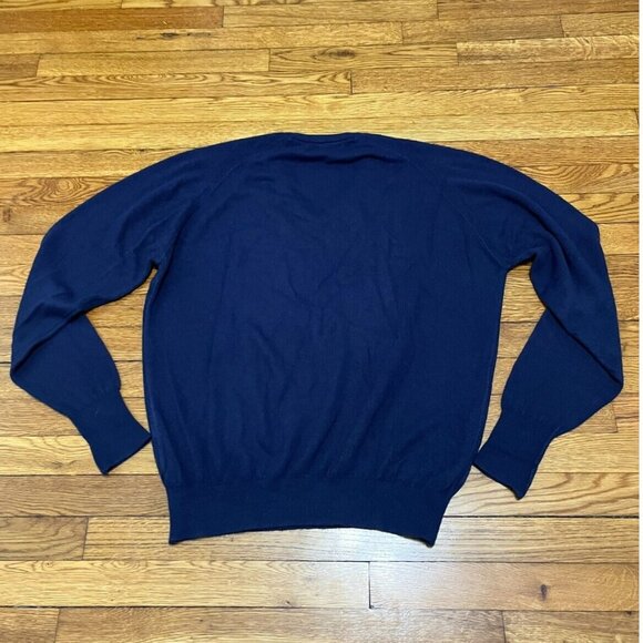 Vintage USA LL Bean Men's Sweater Navy Blue V Neck 100% Orlon Acrylic Knit XL - Picture 3 of 3